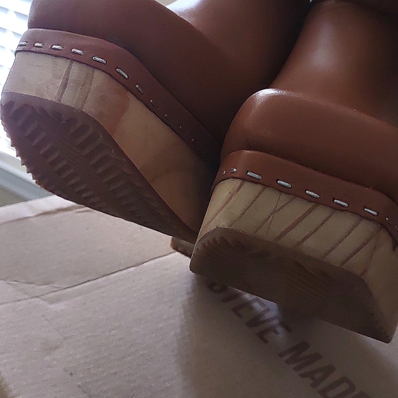 STEVE MADDEN Leather Chunky Wooden Heel Clogs *NEW - Picture 8 of 17